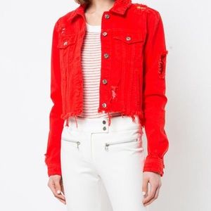 Red Veronica Beard Denim Jacket